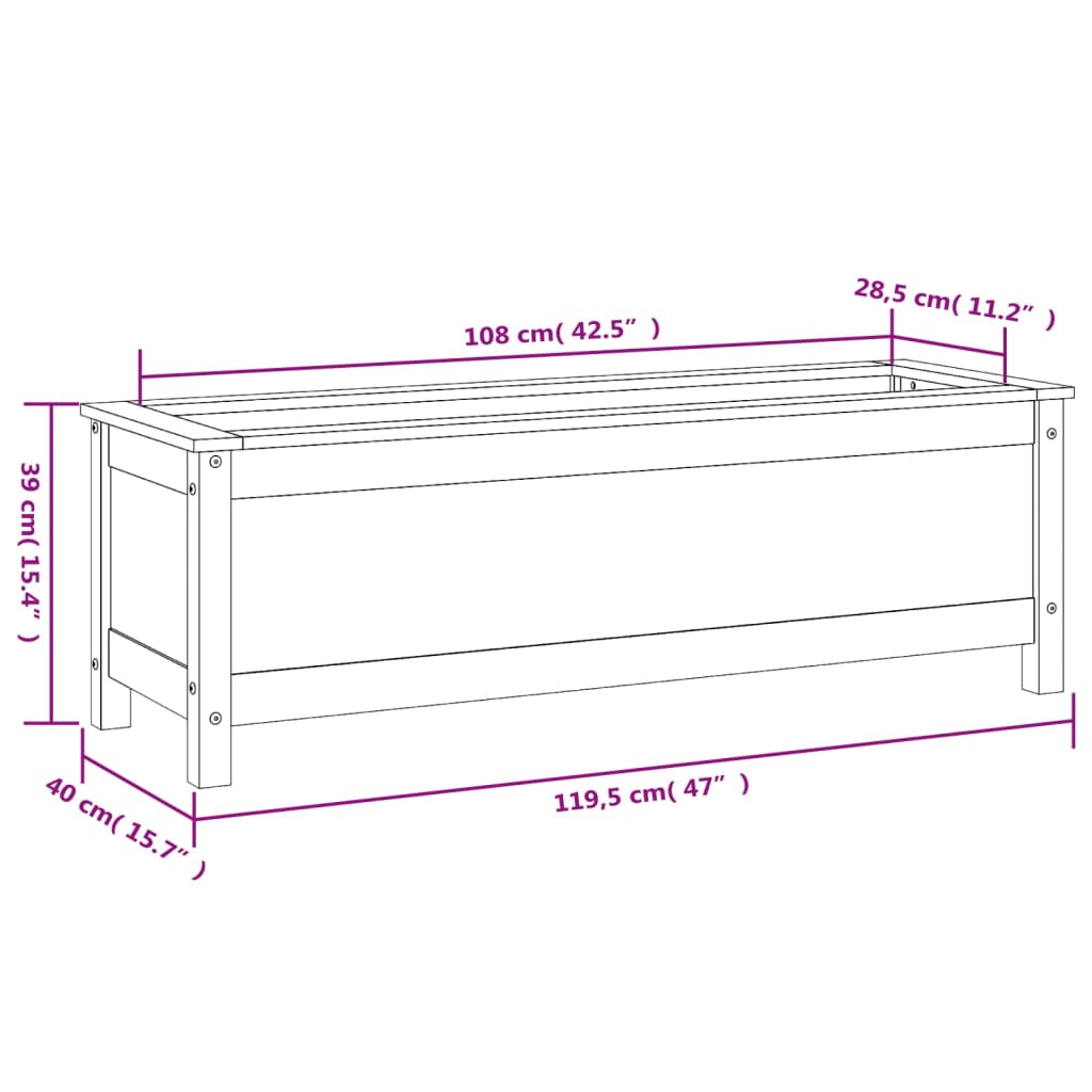 vidaXL Fioriera Rialzata Giardino 119,5x40x39cm Legno Massello Douglas