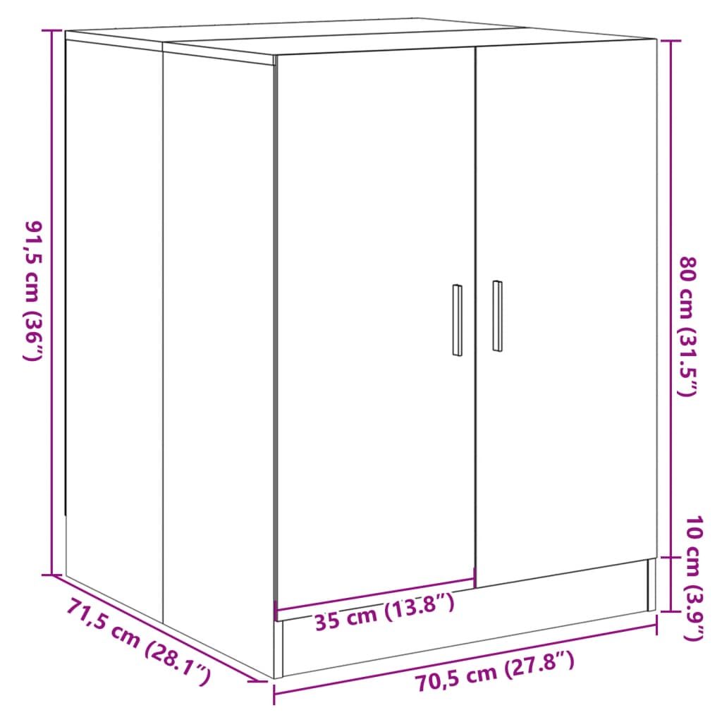 vidaXL Mobile per Lavatrice Rovere Sonoma 70,5x71,5x91,5 cm