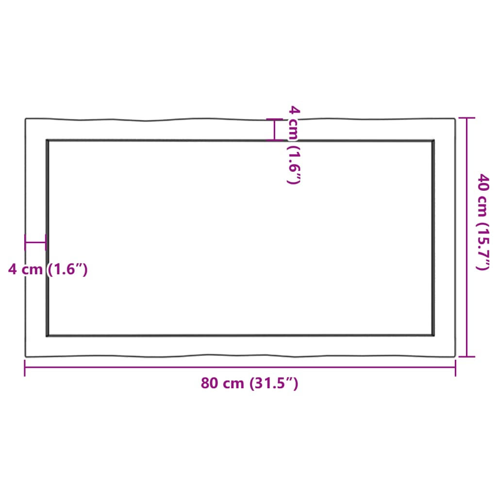 vidaXL Piano Tavolo Marrone Scuro 80x40x(2-4)cm in Rovere Non Trattato