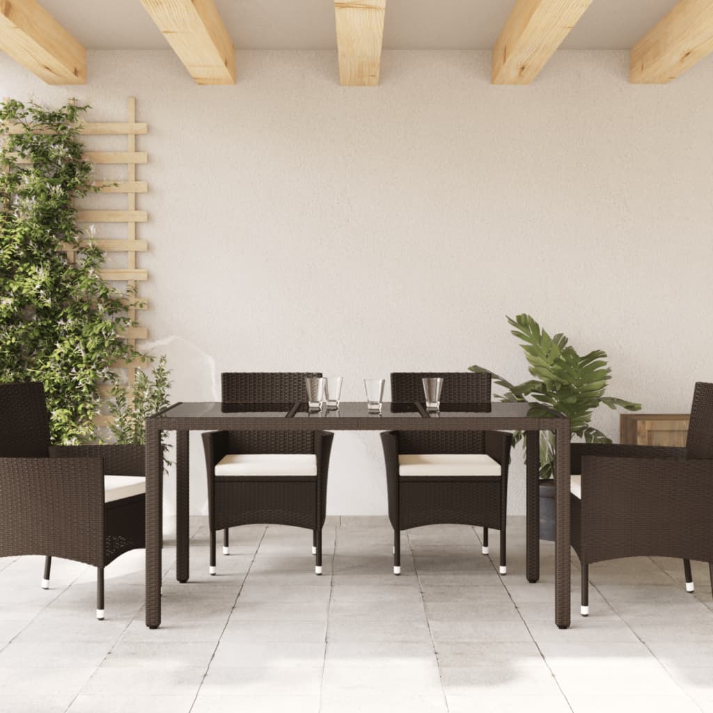 vidaXL Tavolo Giardino Piano in Vetro Marrone 150x90x75 cm Polyrattan