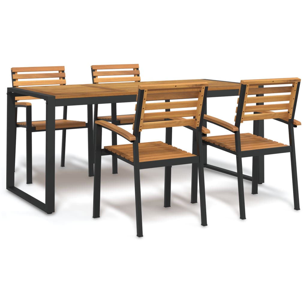 vidaXL Set Pranzo da Giardino 5 pz Legno Massello di Acacia e Metallo