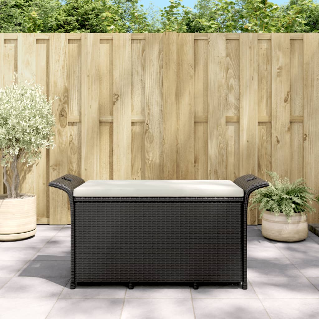 vidaXL Panca da Giardino con Cuscino Nero 116x46x57 cm in Polyrattan