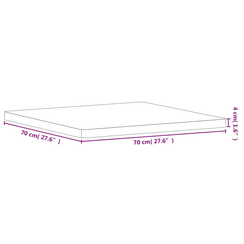 vidaXL Piano per Tavolo 70x70x4 cm Quadrato Legno Massello di Faggio