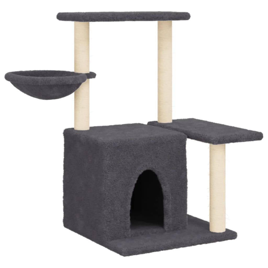 vidaXL Albero per Gatti con Tiragraffi in Sisal Grigio Scuro 83 cm