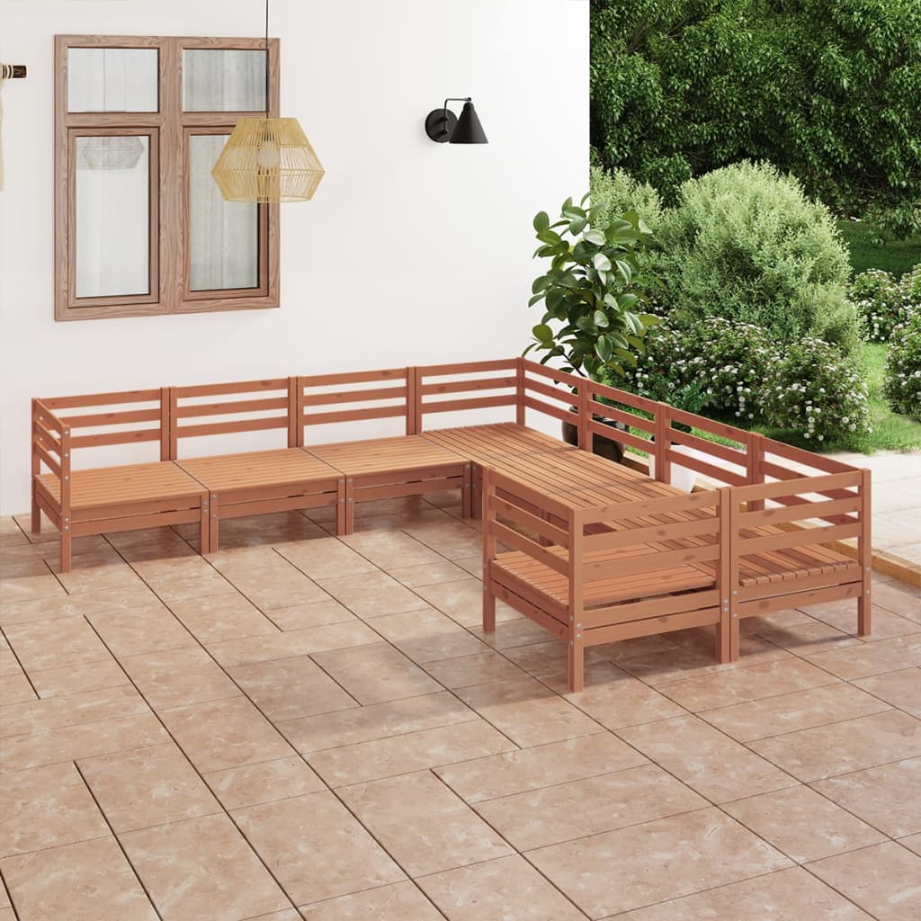 vidaXL Set Salotto da Giardino 8 pz in Legno Massello di Pino ambra