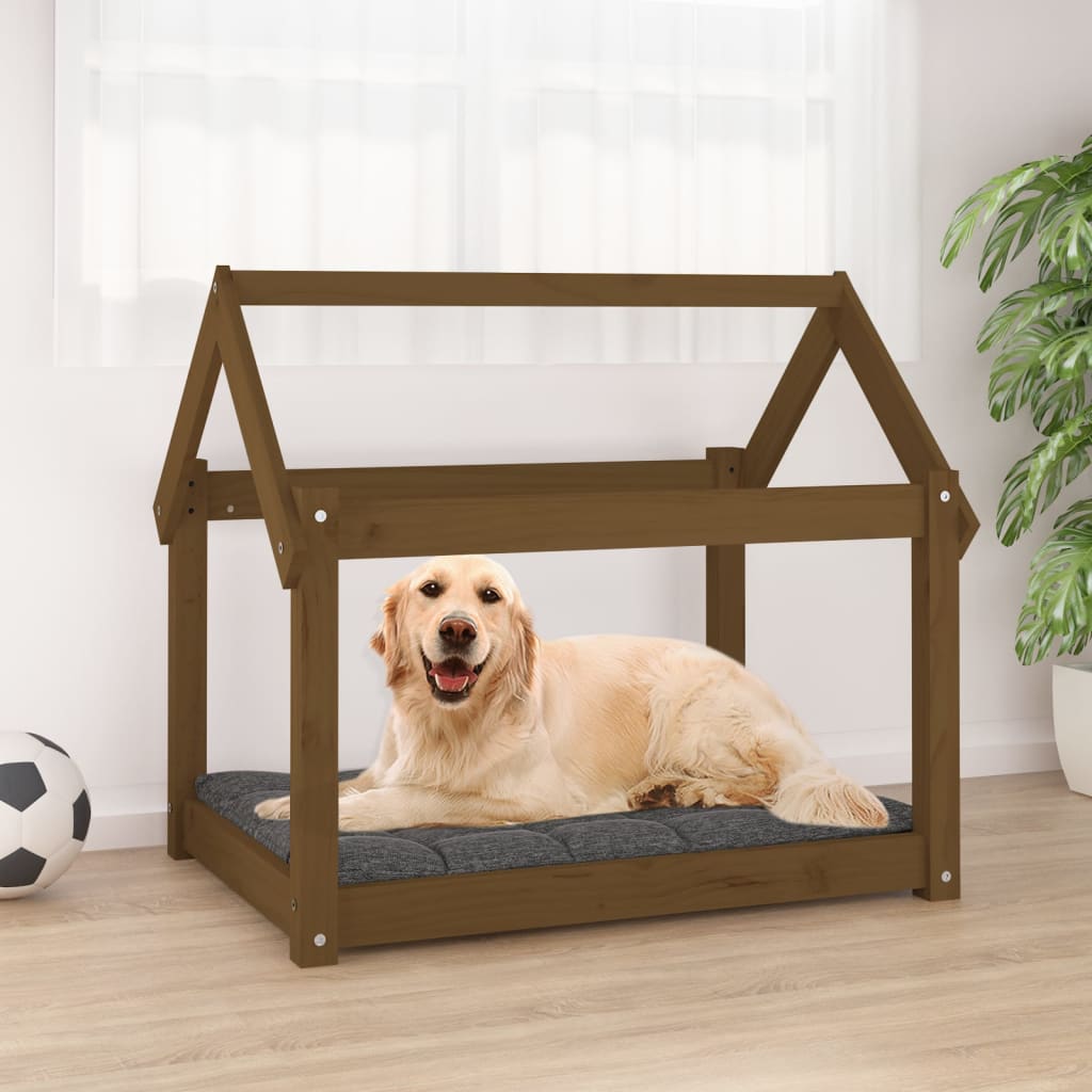 vidaXL Cuccia per Cani Ambra 81x60x70 cm in Legno Massello di Pino