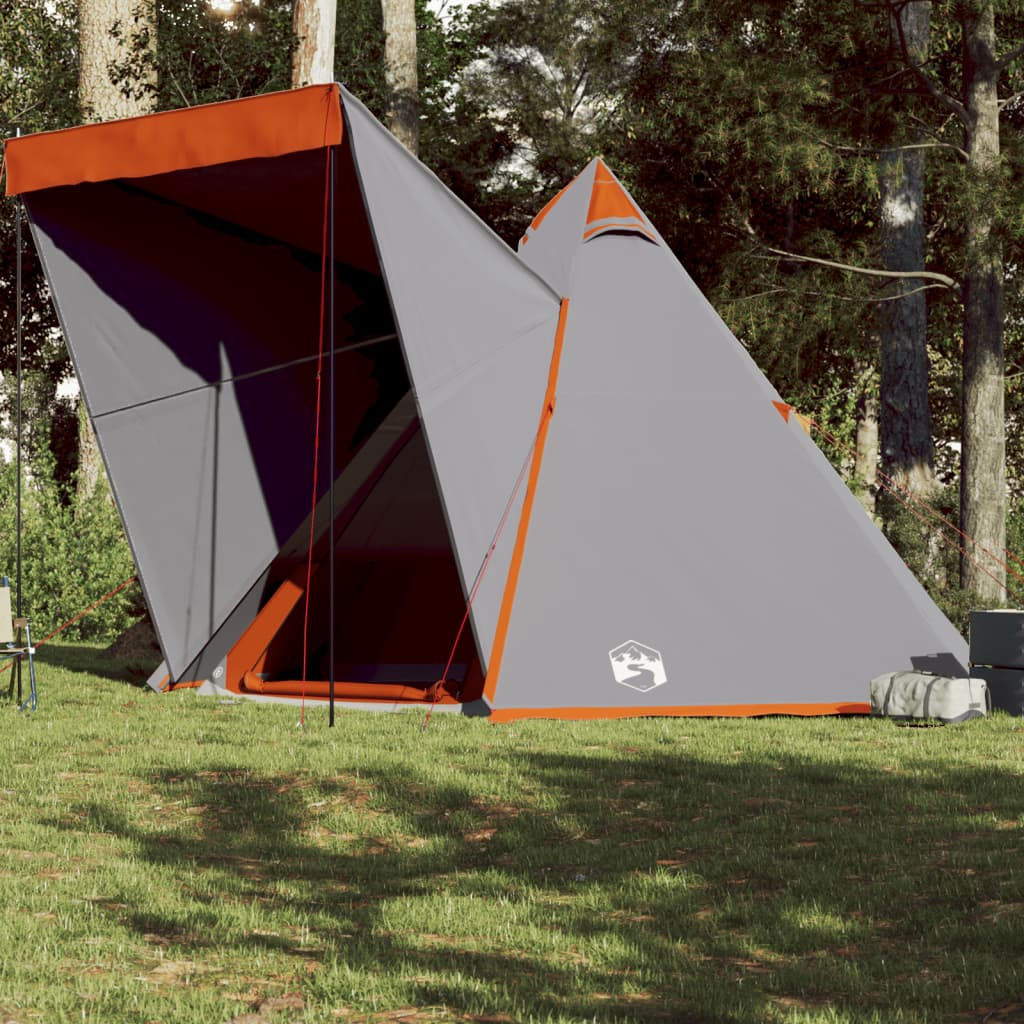 vidaXL Tenda Familiare Tipi per 6 Persone Grigia Impermeabile