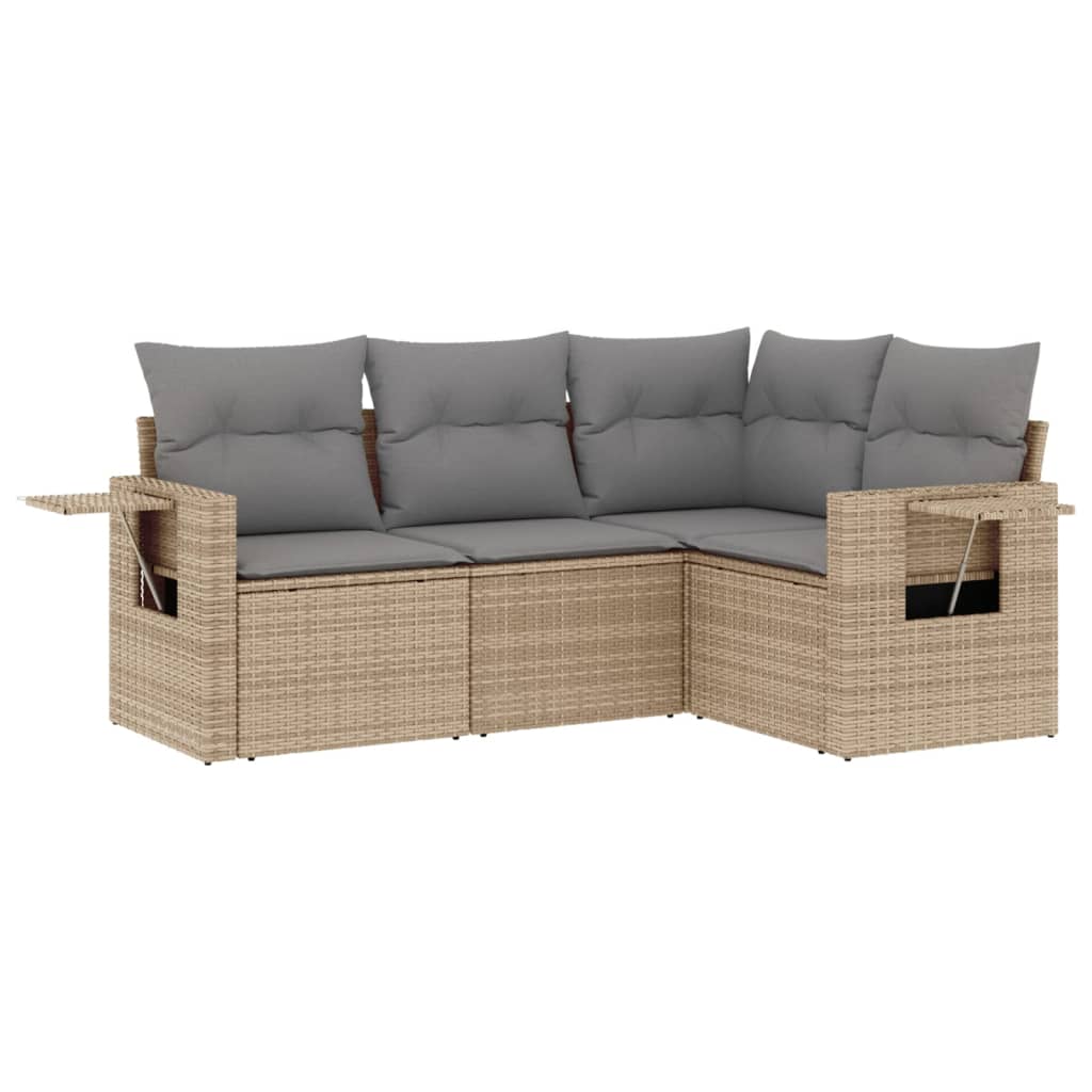 vidaXL Set Divano da Giardino 4 pz con Cuscini Beige in Polyrattan