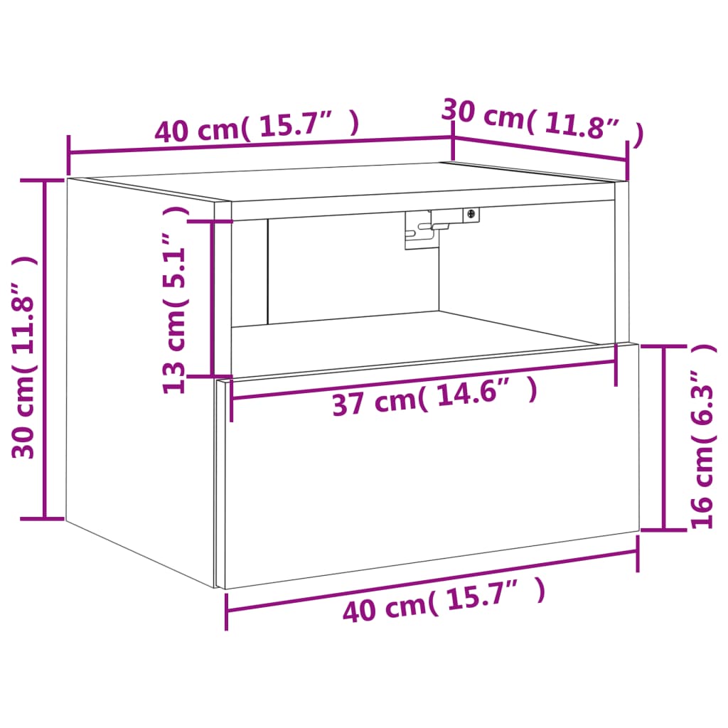 vidaXL Mobile TV a Parete Rovere Marrone 40x30x30 cm Legno Multistrato