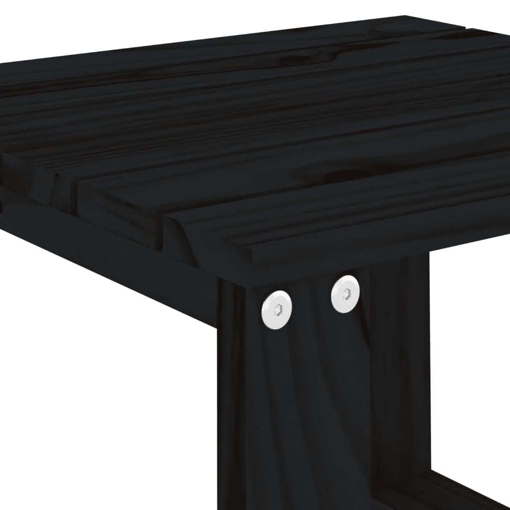 vidaXL Tavolino da Giardino Nero 40x38x28,5 cm Legno Massello Pino