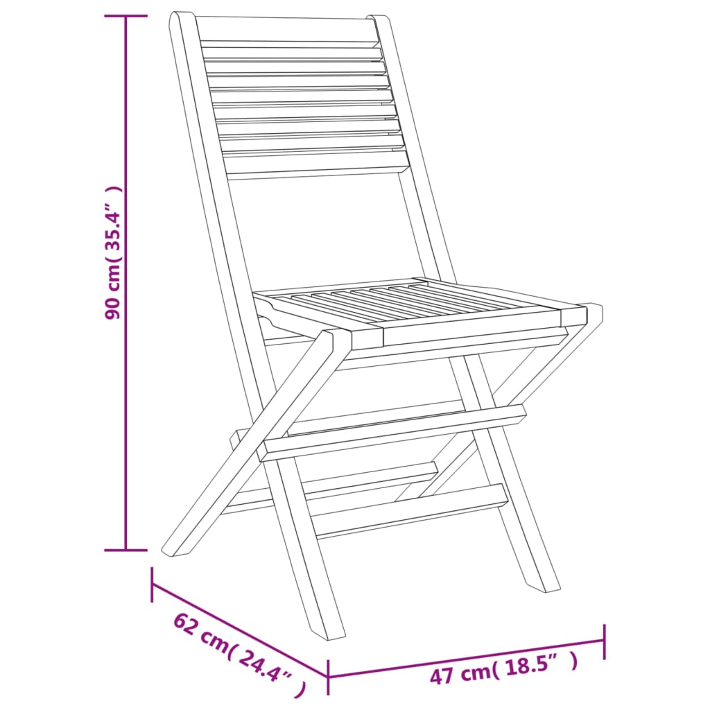 vidaXL Sedie da Giardino Pieghevoli 8pz 47x62x90cm Legno Massello Teak