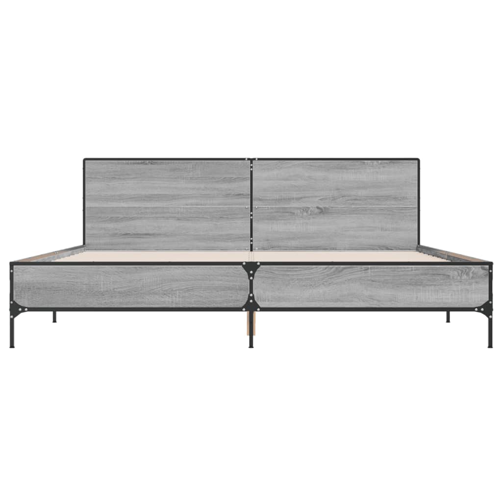 vidaXL Giroletto Grigio Sonoma 180x200 cm in Legno Multistrato Metallo