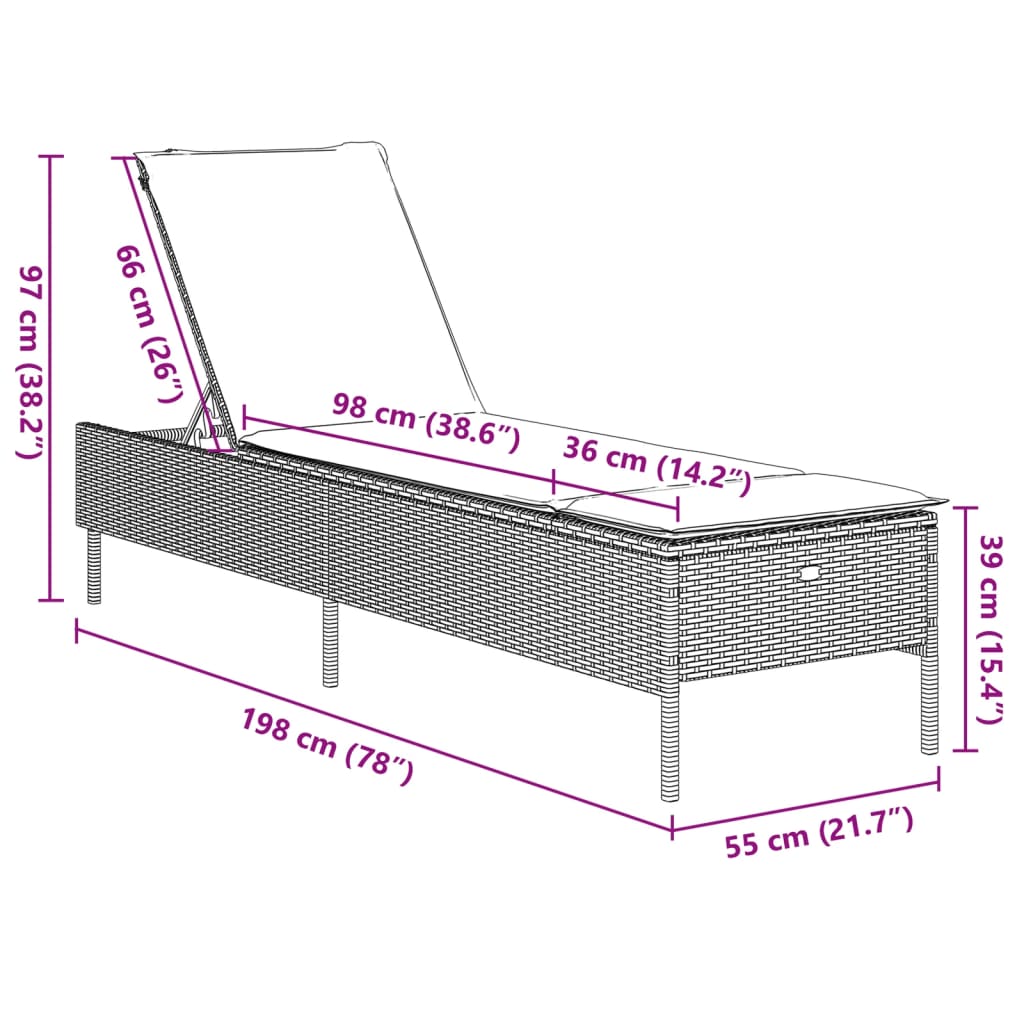 vidaXL Lettino Prendisole con Cuscini Beige in Polyrattan