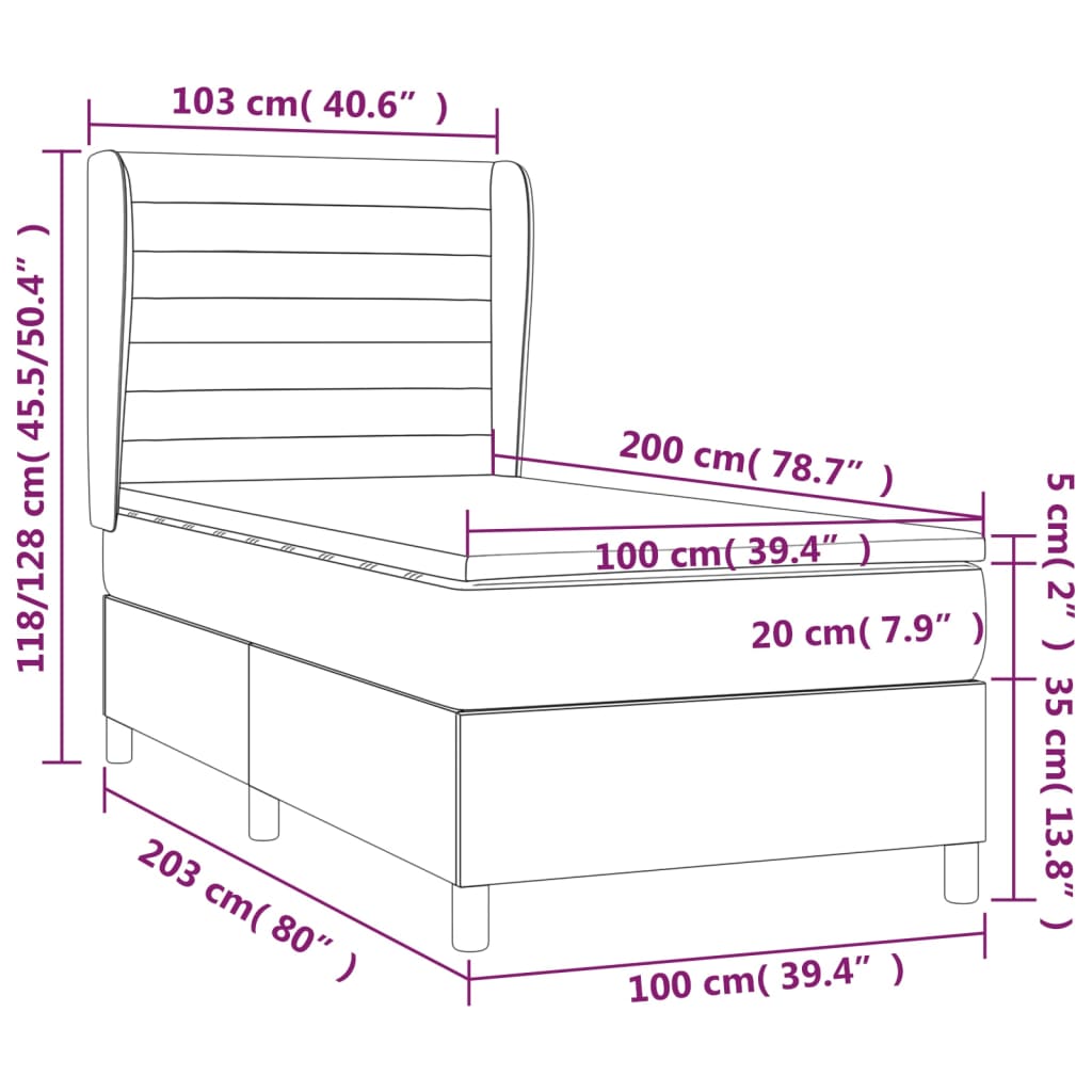 vidaXL Giroletto a Molle con Materasso Grigio Scuro 100x200 cm Velluto