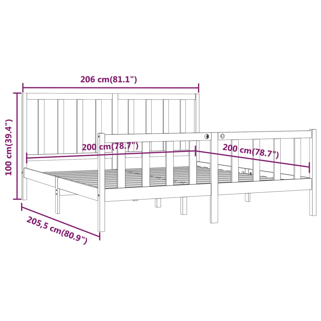 vidaXL Giroletto in Legno Massello 200x200 cm