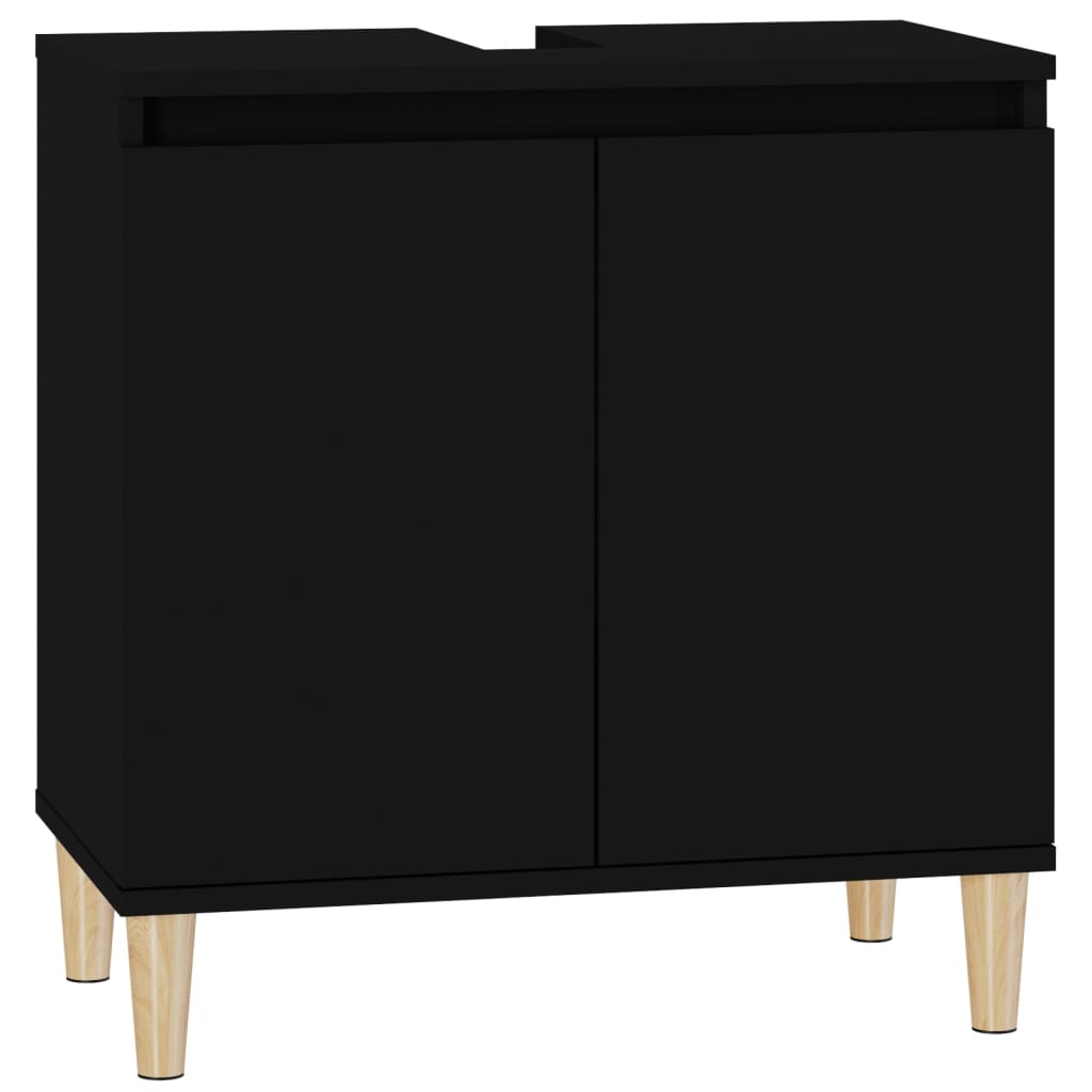 vidaXL Mobile Lavabo Nero 58x33x60 cm in Legno Multistrato