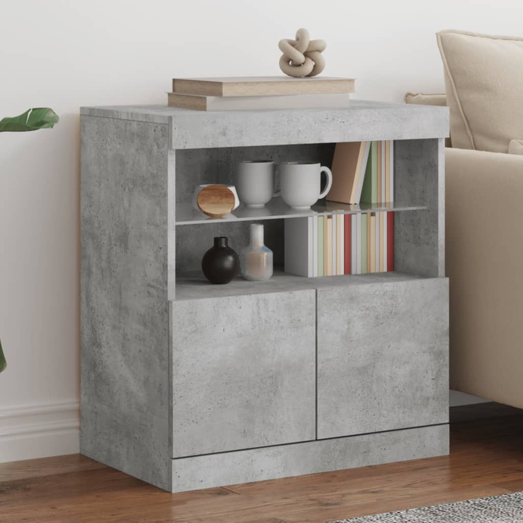 vidaXL Credenza con Luci LED Grigio Cemento 60x37x67 cm