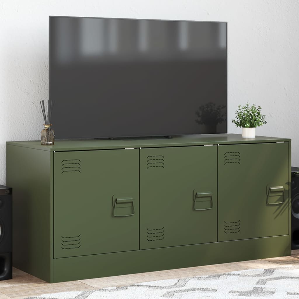 vidaXL Mobile TV Verde Oliva 99x39x44 cm in Acciaio