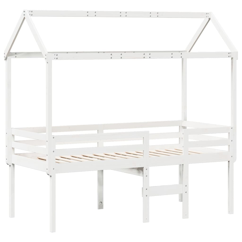 vidaXL Letto a Soppalco con Tetto Bianco 75x190 cm in Legno di Pino