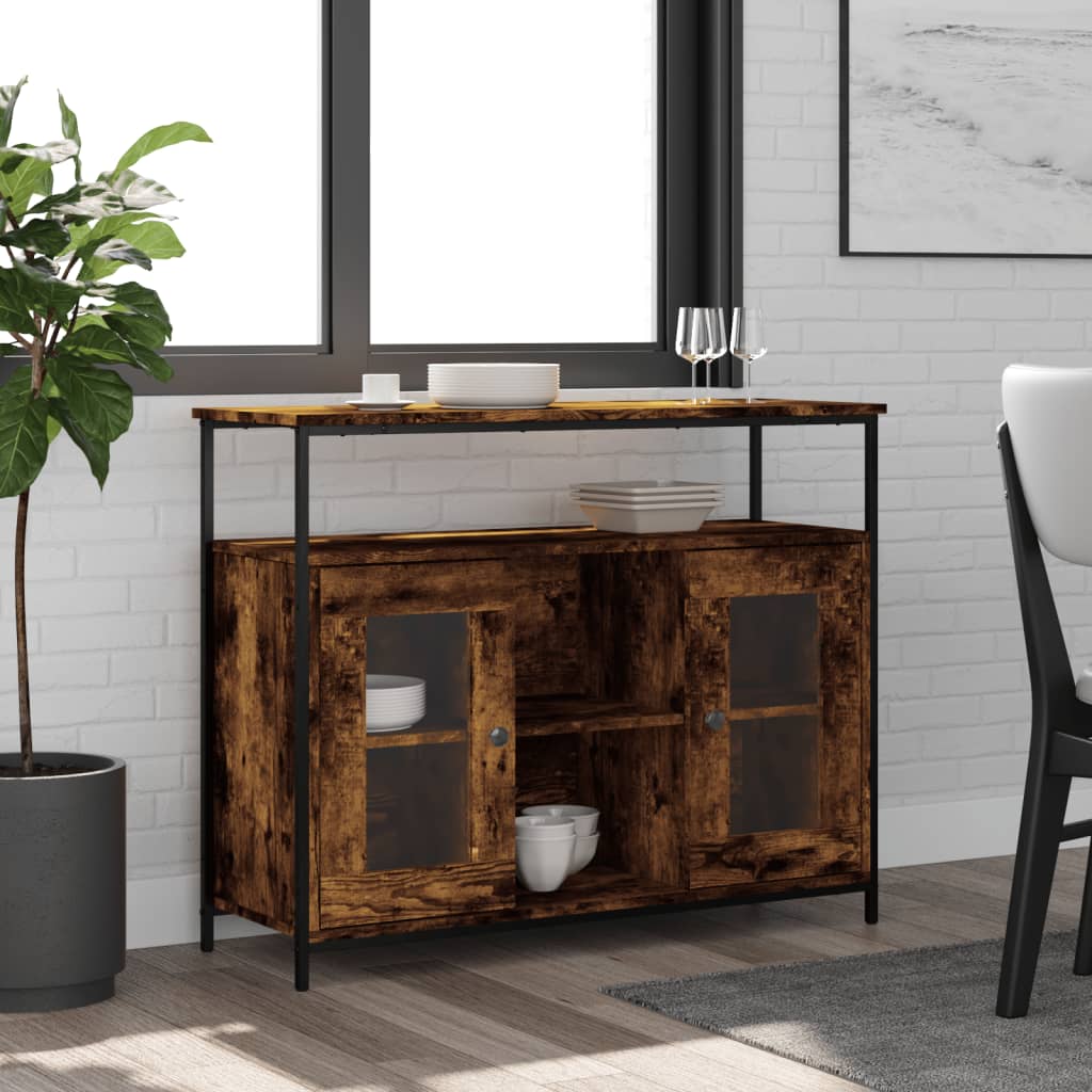 vidaXL Credenza Rovere Fumo 100x35x80 cm in Legno Multistrato