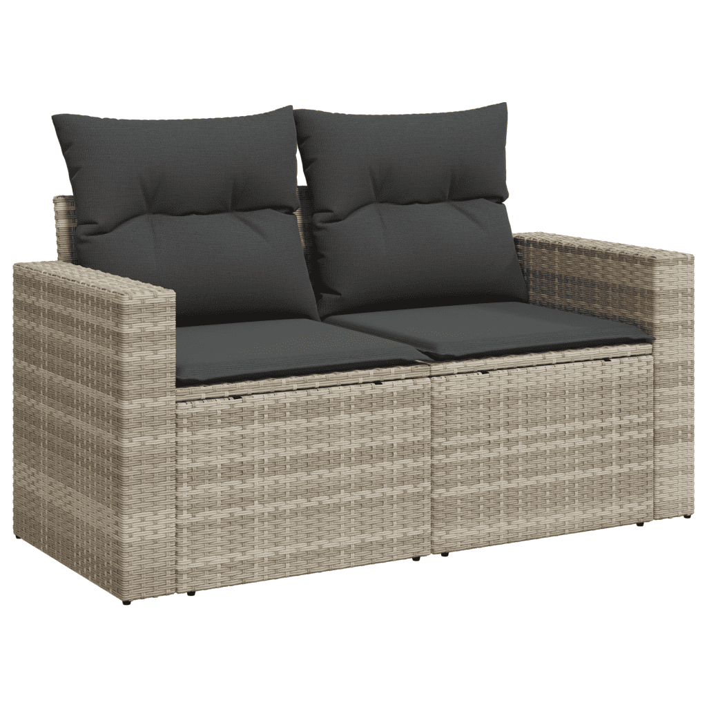 vidaXL Set Divani da Giardino 11 pz con Cuscini in Polyrattan Grigio