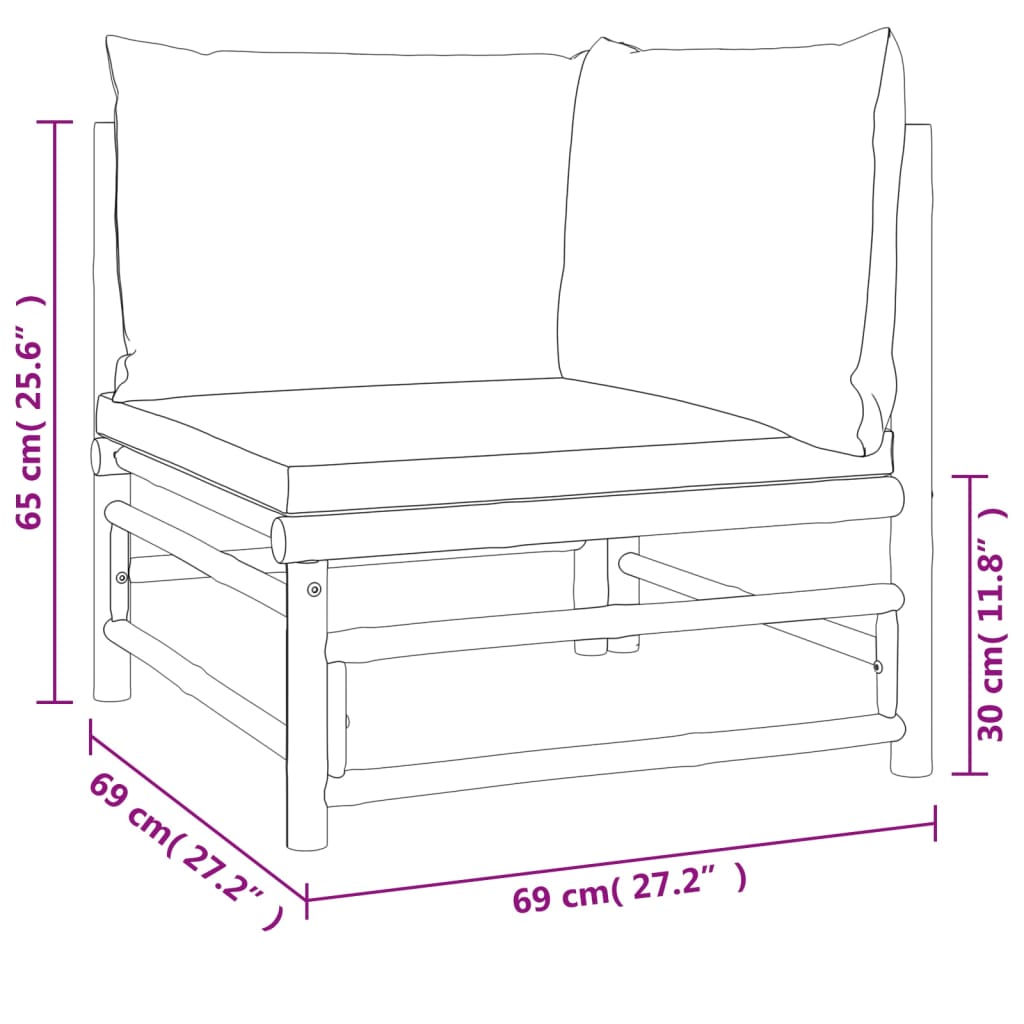 vidaXL Set Salotto da Giardino 6pz con Cuscini Verdi Bambù