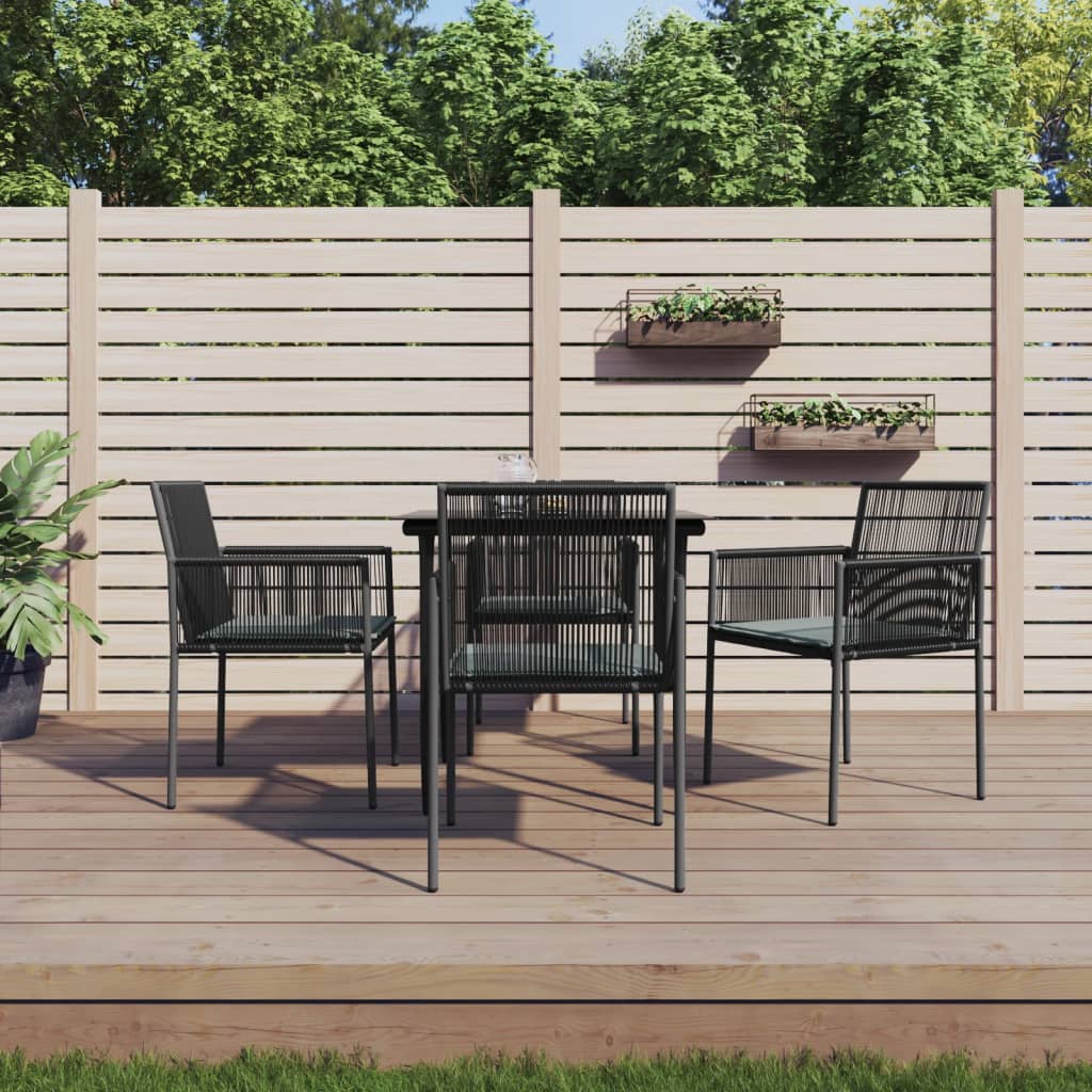 vidaXL Set Pranzo Giardino 5 pz con Cuscini Polyrattan e Acciaio Nero