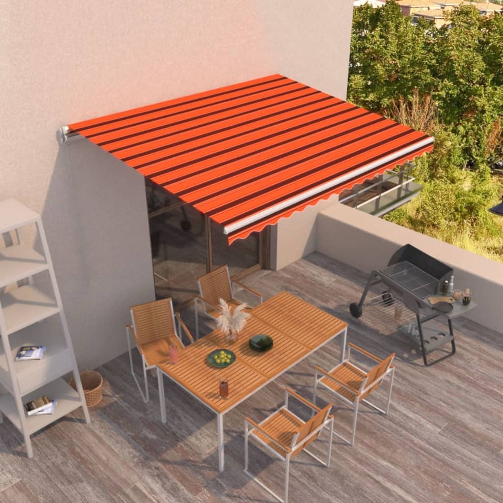 vidaXL Tenda da Sole Retrattile Manuale 450x350 cm Arancione e Marrone