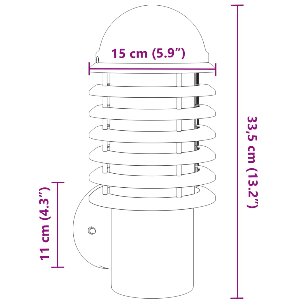 vidaXL Applique da Esterno Argento in Acciaio Inossidabile