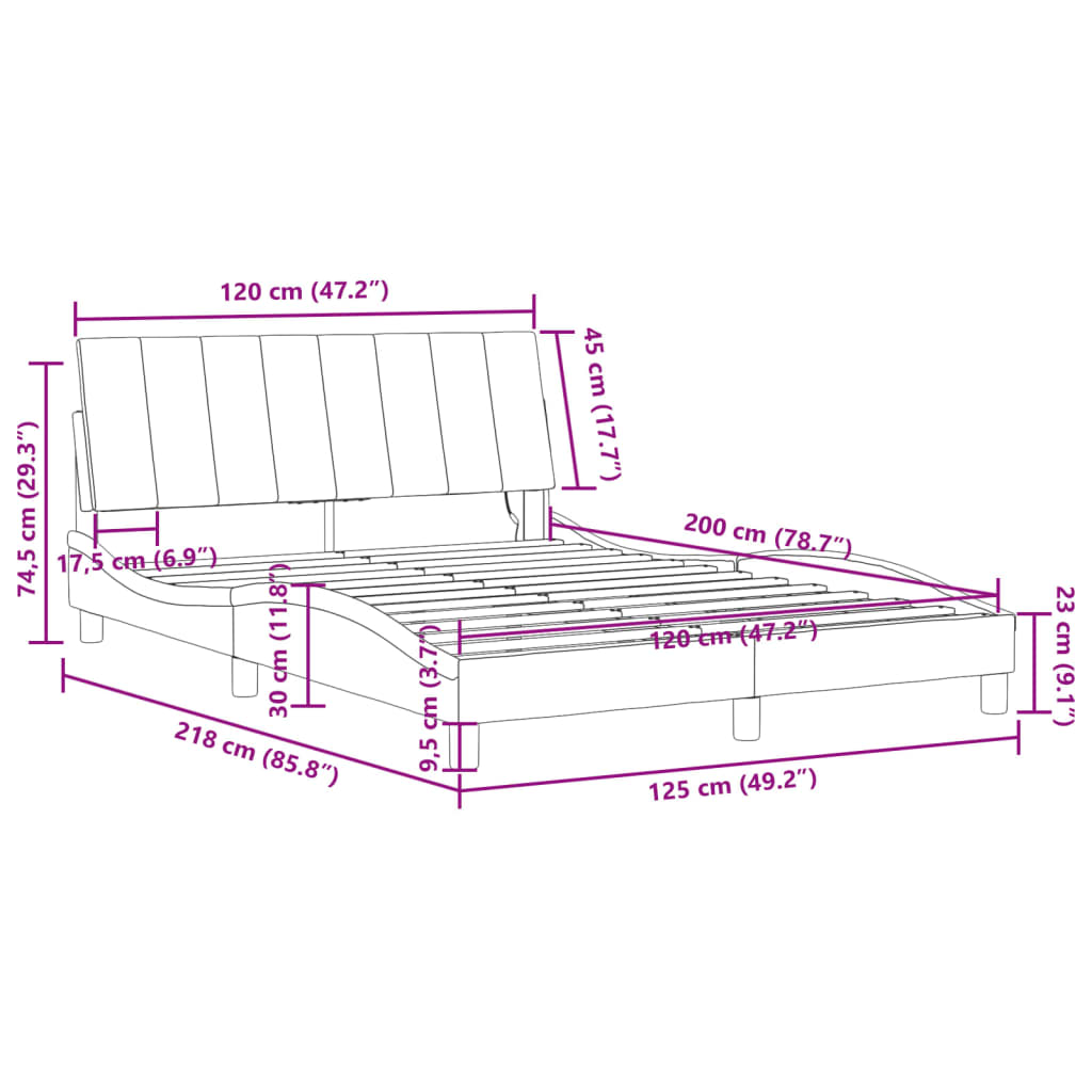 vidaXL Giroletto con Luci LED Grigio Scuro 120x200 cm in Velluto