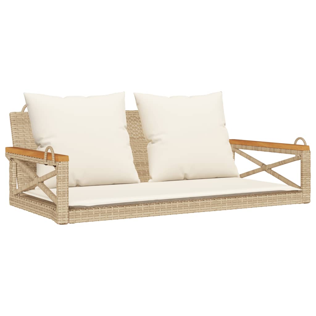 vidaXL Panchina a Dondolo con Cuscini Beige 109x62x40 cm in Polyrattan