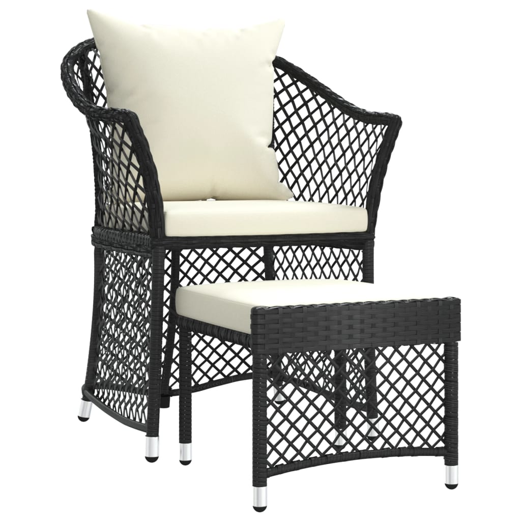 vidaXL Set da Giardino 2 pz con Cuscini Nero in Polyrattan