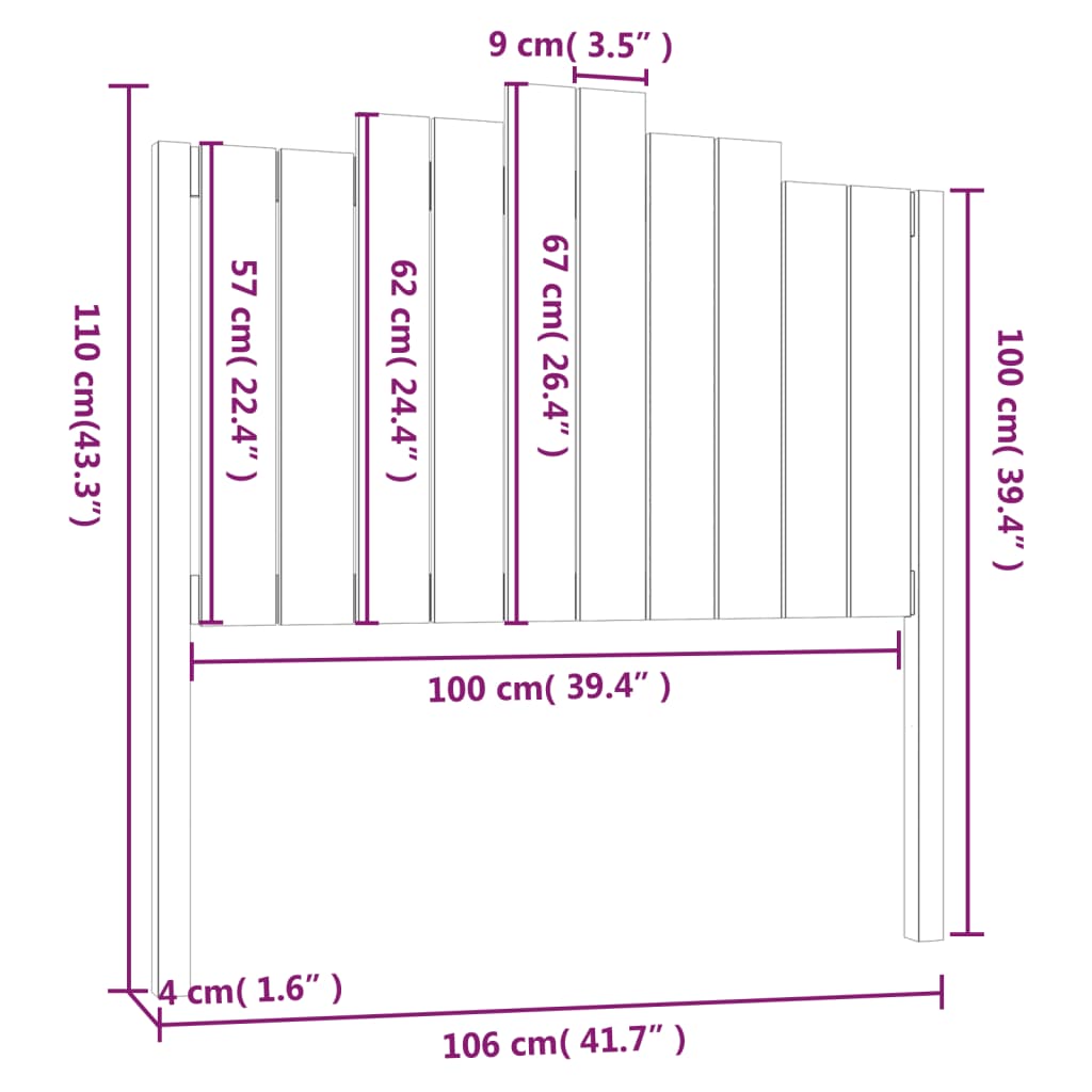 vidaXL Testiera per Letto Grigia 106x4x110cm in Legno Massello di Pino