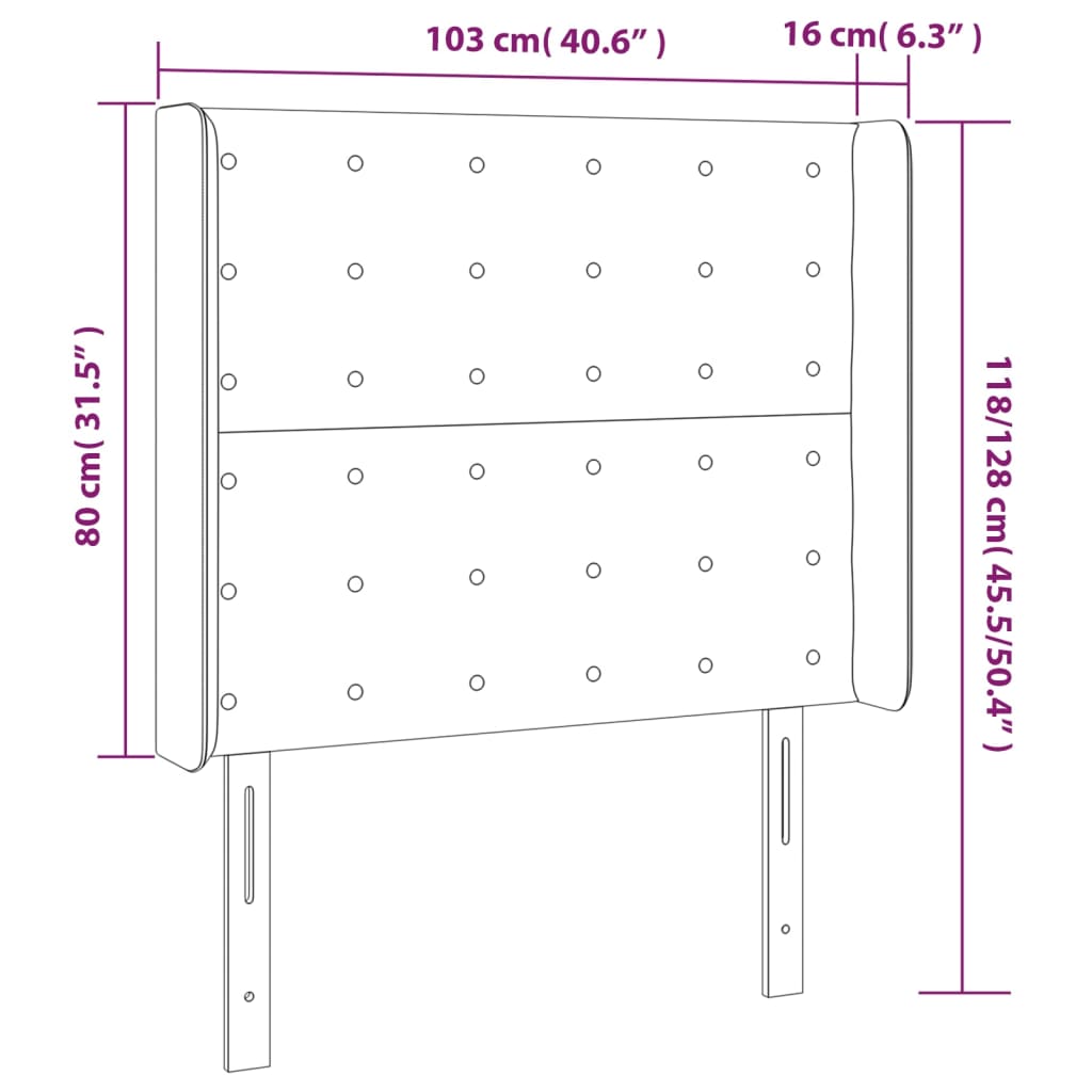 vidaXL Testiera ad Orecchio Tortora 103x16x118/128 cm in Tessuto