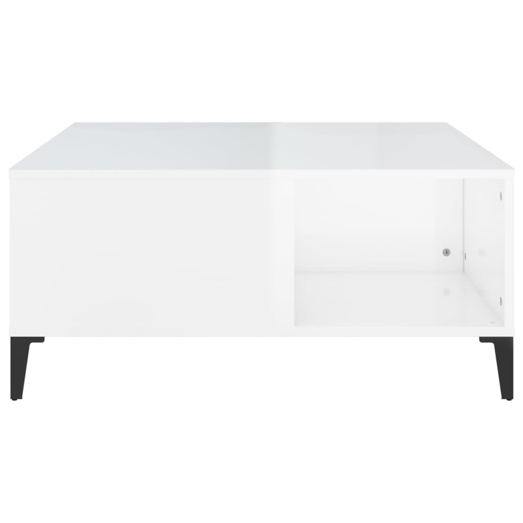 vidaXL Tavolino Salotto Bianco Lucido 80x80x36,5 cm Legno Multistrato