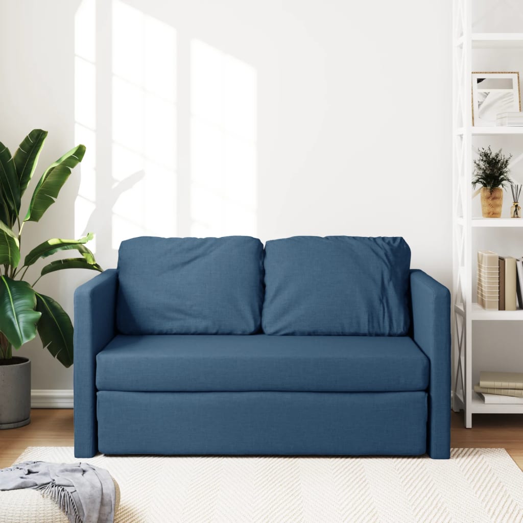 vidaXL Divano Letto da Terra 2 in 1 Blu 112x174x55 cm Tessuto