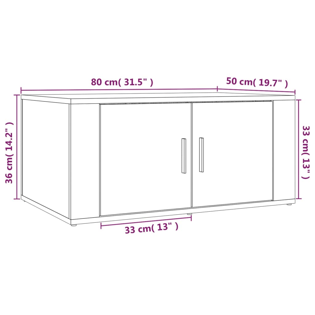 vidaXL Tavolino da Salotto Rovere Sonoma 80x50x36 cm Legno Multistrato