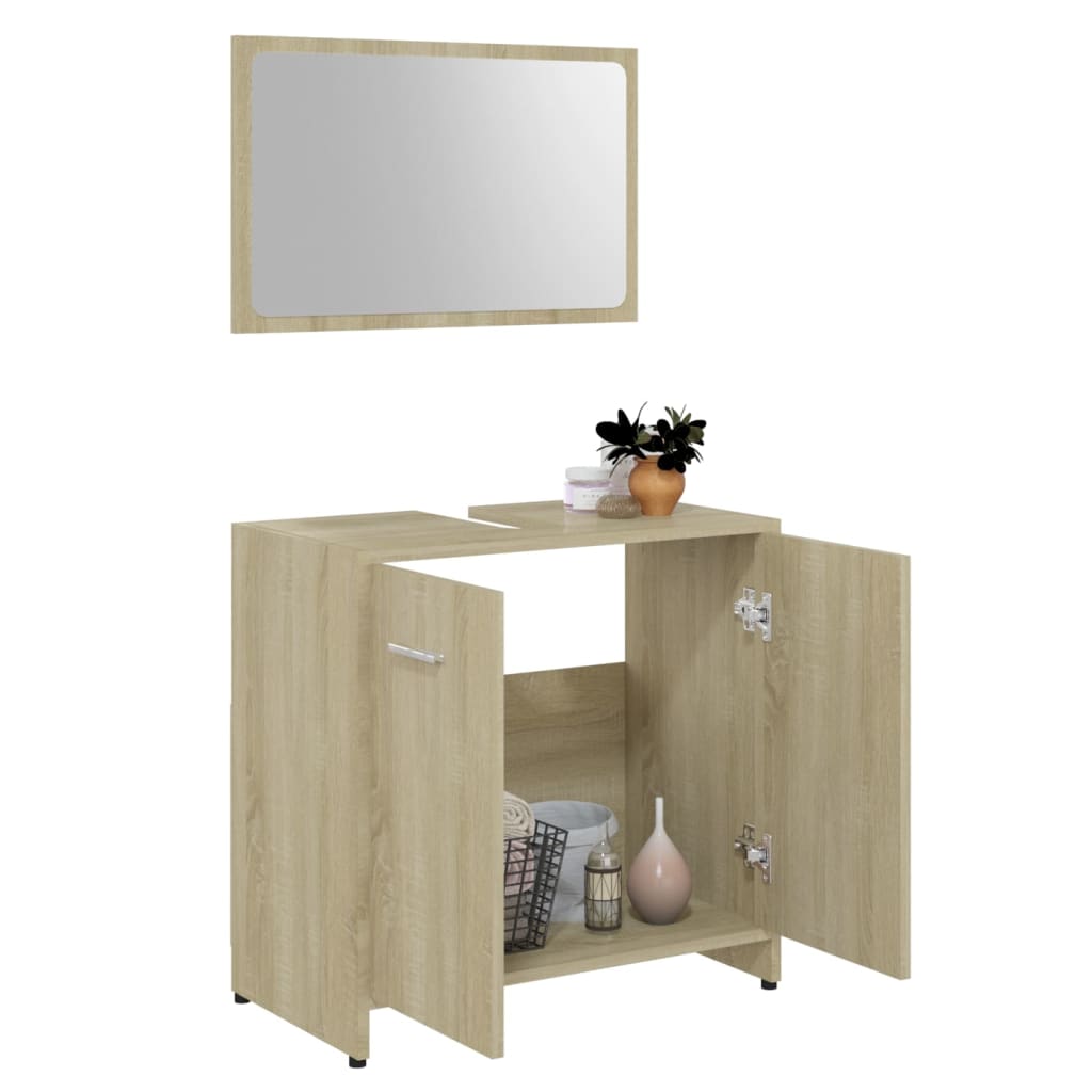 vidaXL Set Mobili da Bagno Rovere Sonoma in Legno Multistrato