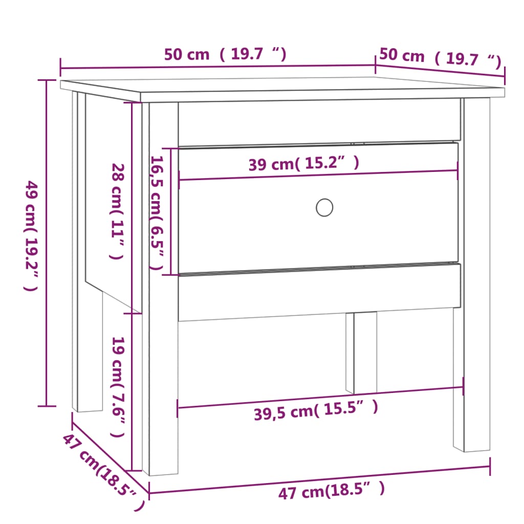 vidaXL Tavolino Grigio 50x50x49 cm Legno Massello di Pino