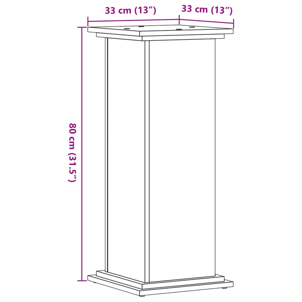 vidaXL Supporto per Piante Grigio 33x33x80 cm in Legno Multistrato