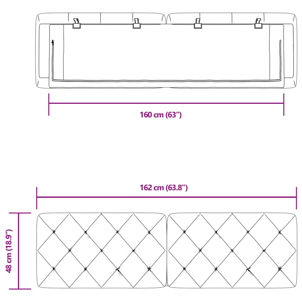 vidaXL Cuscino Testiera Blu 160 cm in Velluto