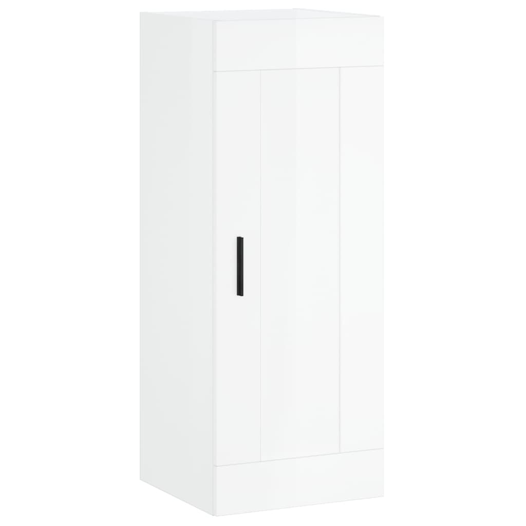 vidaXL Mobile Parete Bianco Lucido 34,5x34x90 cm in Legno Multistrato