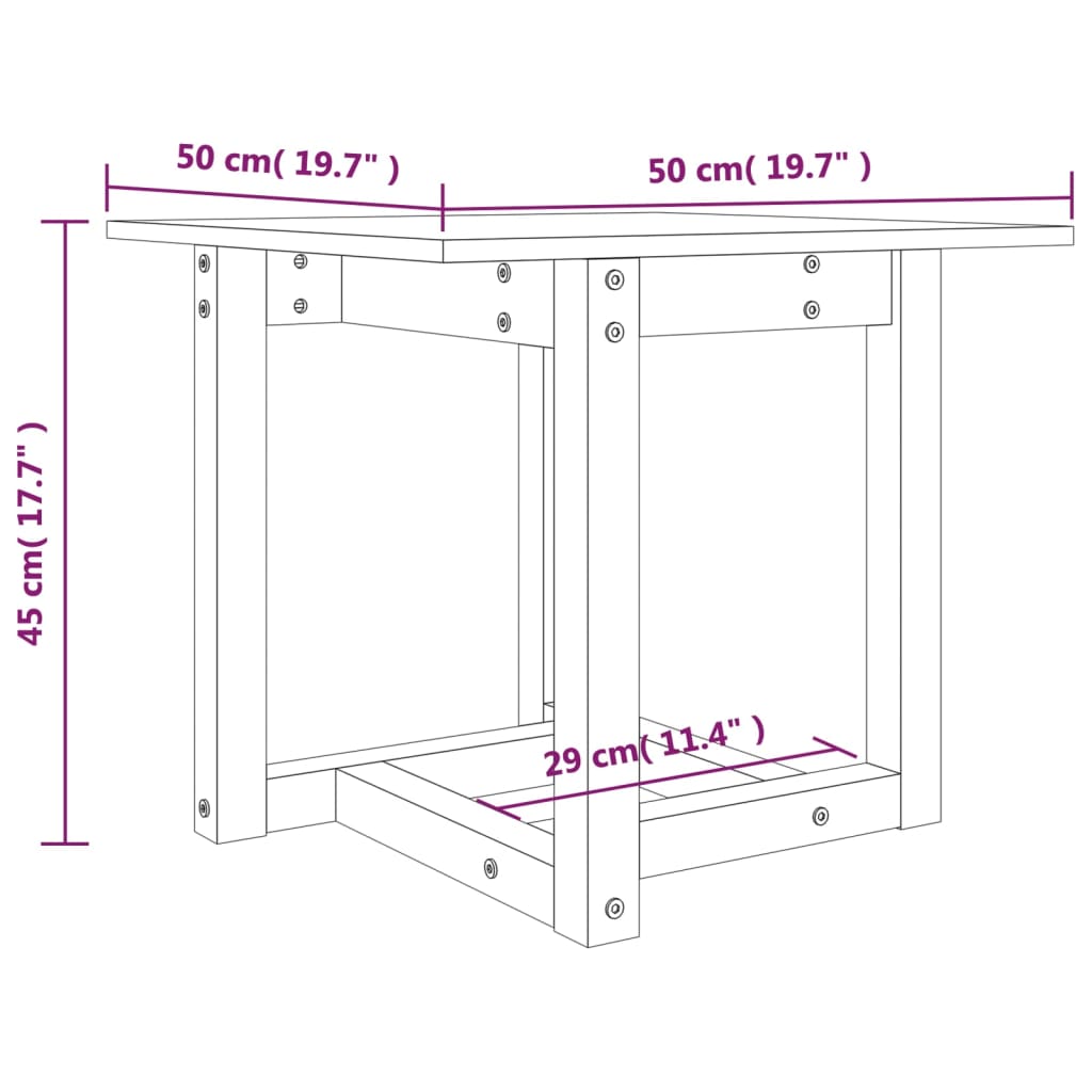 vidaXL Tavolino da Salotto Ambra 50x50x45 cm in Legno Massello di Pino