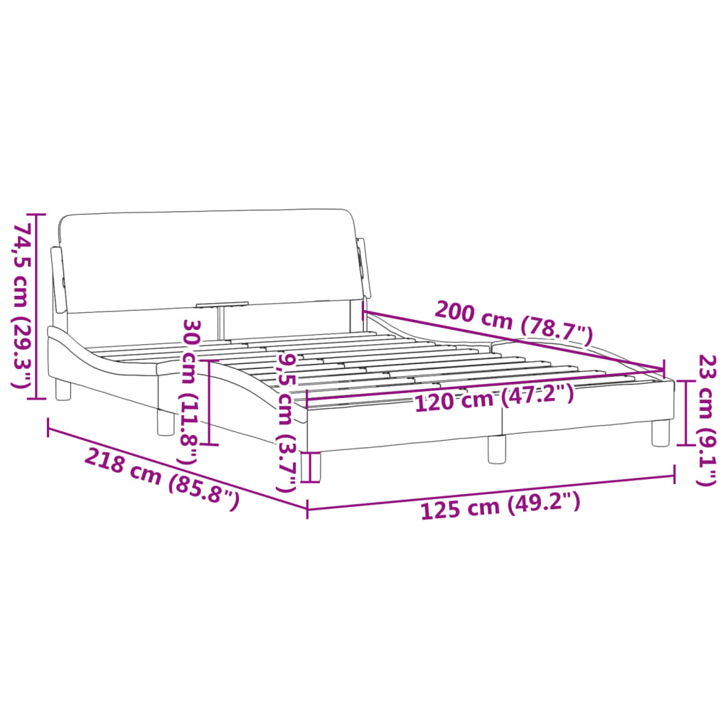 vidaXL Giroletto con Testiera senza Materasso Blu 120x200 cm Tessuto