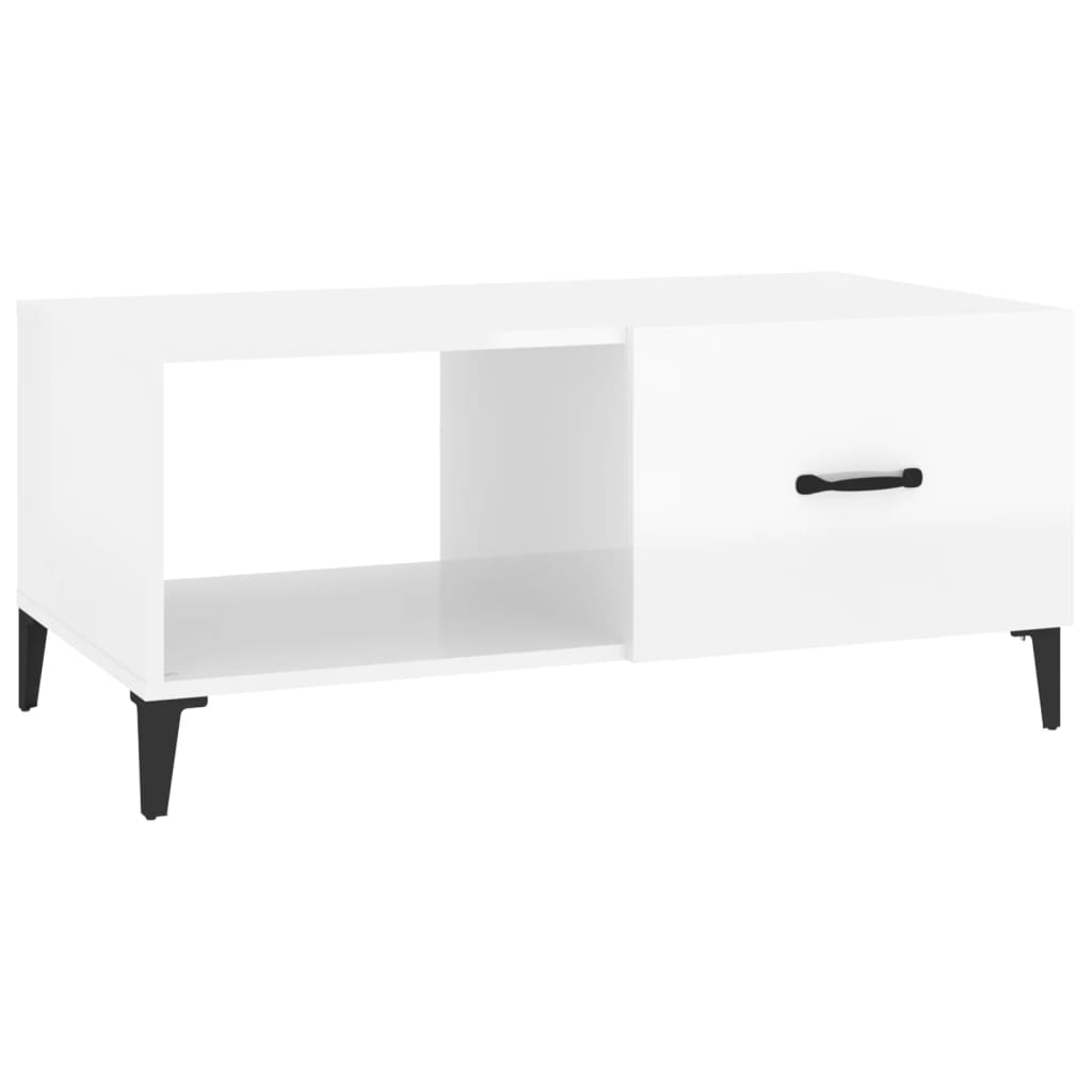 vidaXL Tavolino da Salotto Bianco Lucido 90x50x40 cm Legno Multistrato