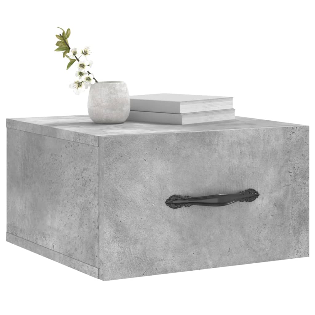 vidaXL Comodini a Muro 2 pz Grigio Cemento 35x35x20 cm