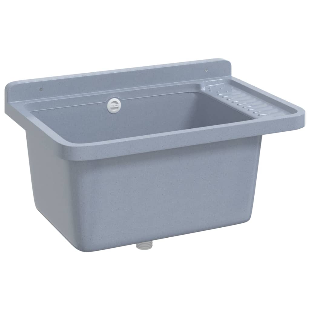 vidaXL Lavabo a Parete Grigio 60x40x28 cm in Resina