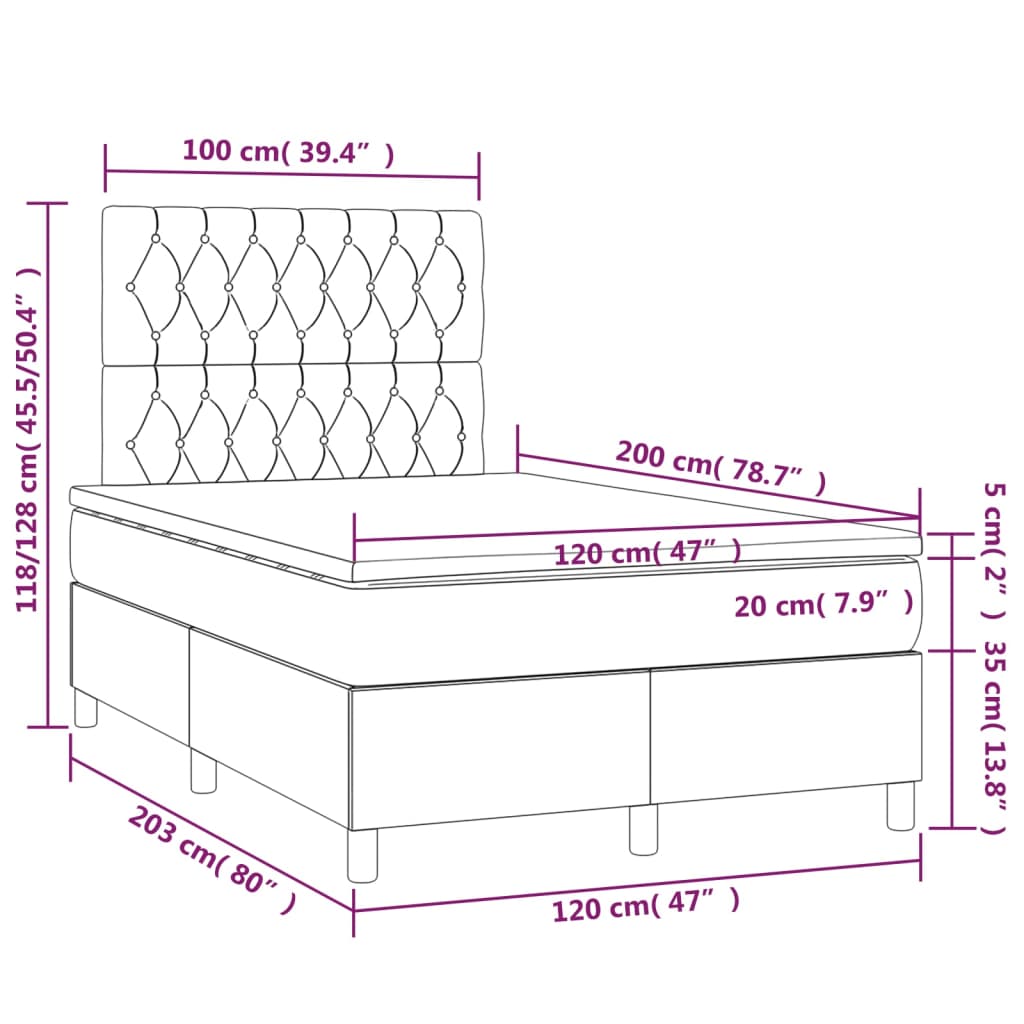 vidaXL Giroletto a Molle con Materasso Rosa 120x200 cm in Velluto