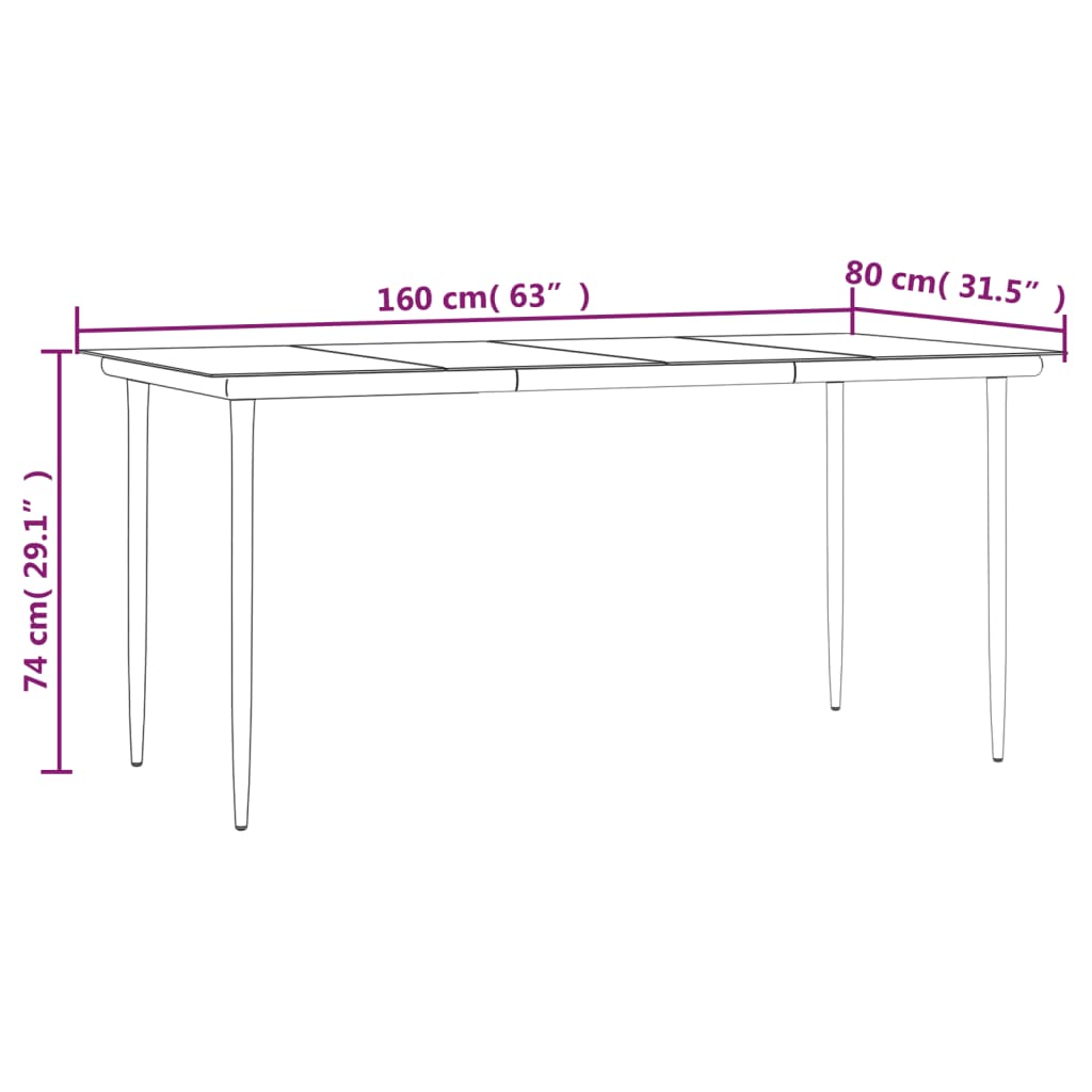 vidaXL Set da Pranzo da Giardino 5 pz Nero in Polyrattan