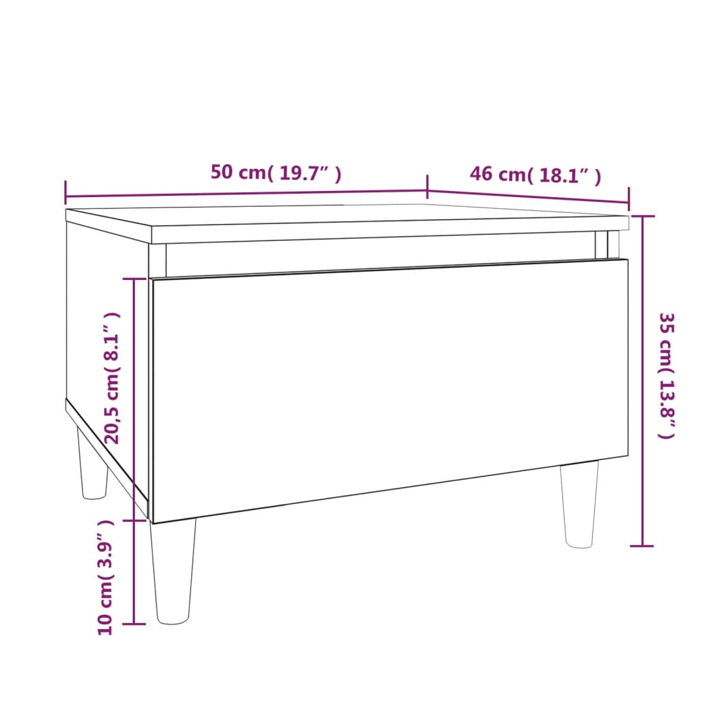 vidaXL Tavolino Bianco 50x46x35 cm in Legno Multistrato